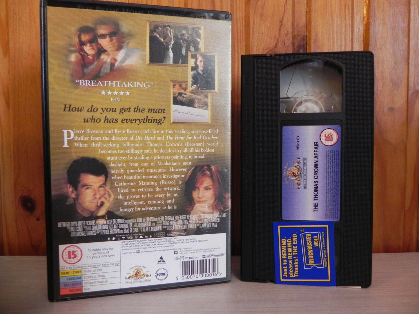 The Thomas Crown Affair - Brosnan - Russo - Slick Mystery Thriller -Rental- VHS-