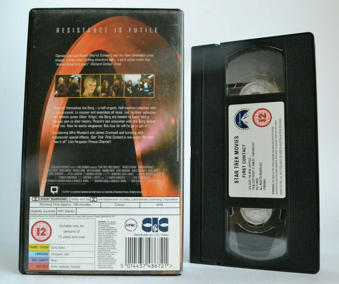 Star Trek: First Contact (1996) - Sci-Fi/Space Opera - Patrick Stewart - Pal VHS-