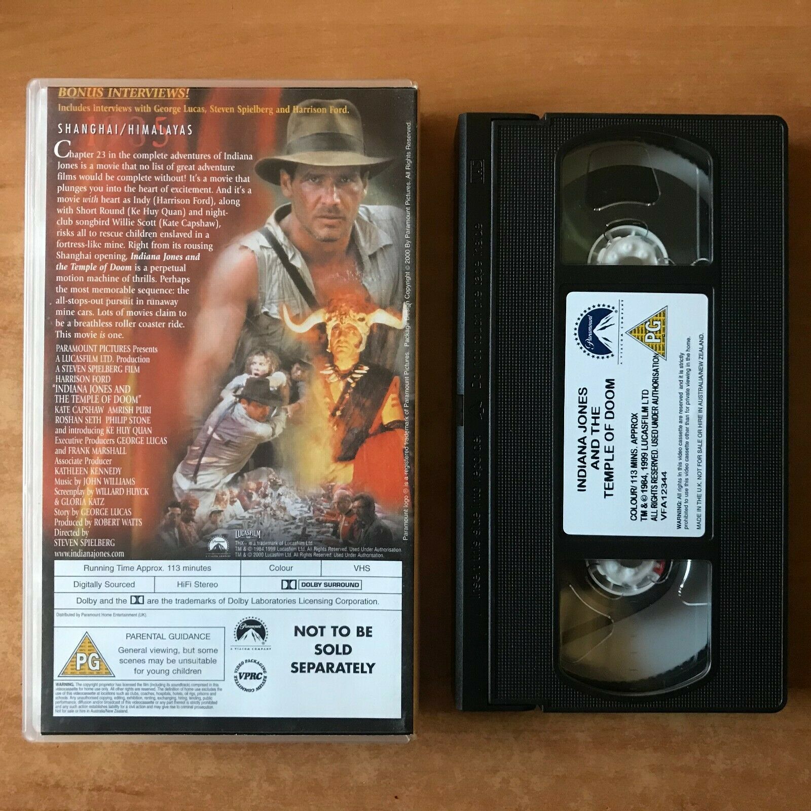 Indiana Jones [Temple Of Doom] THX Mastered - (1984) Action Adventure - Pal VHS-