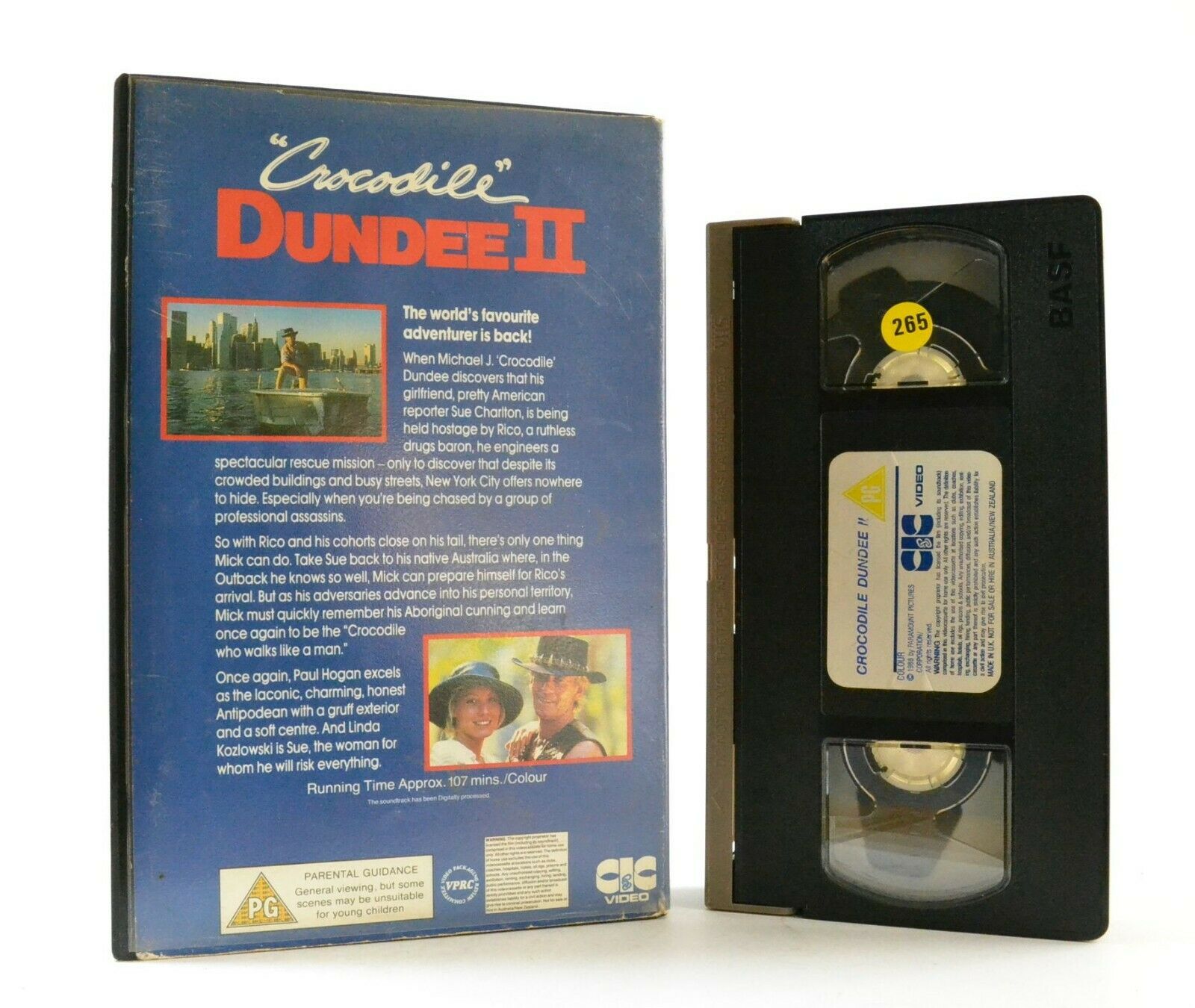 Crocodile Dundee 2: Comedy/Adventure - Large Box - P.Hogan/L.Kozlowski - Pal VHS-