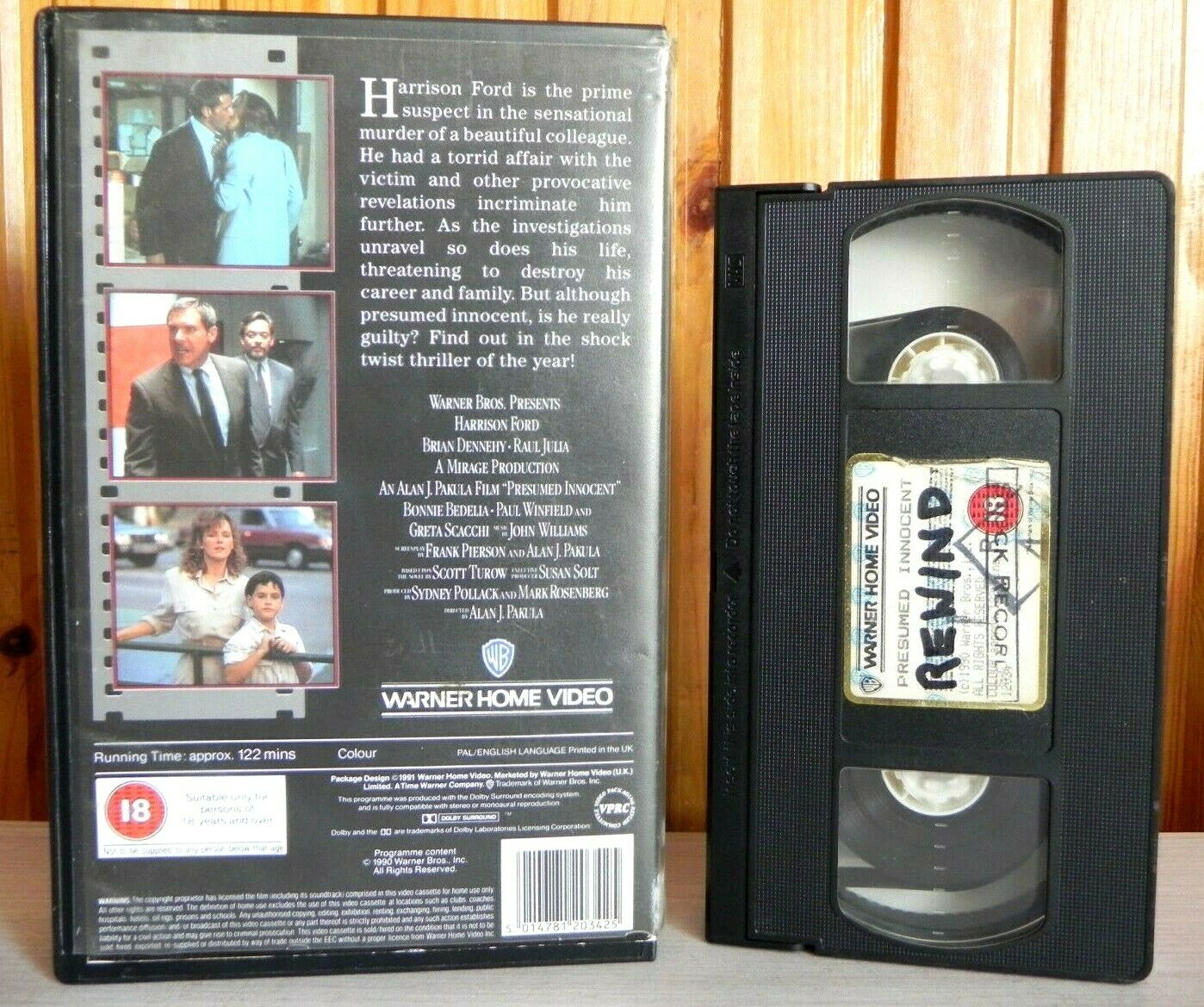 Presumed Innocent - Court Drama - Scott Turow - Large Box - Harrison Ford - VHS-