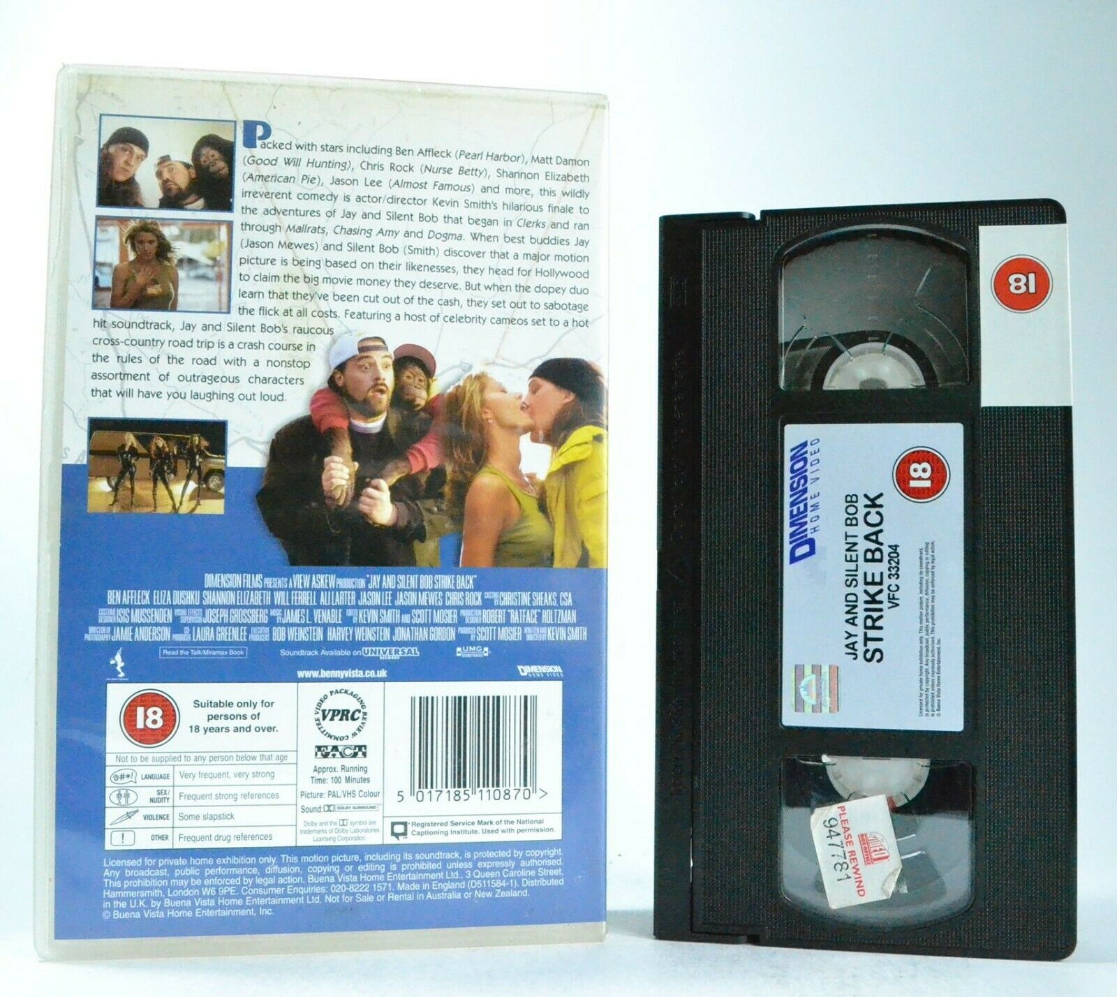 Jay And Silent Bob Strikes Back: Comedy (1998) - Large Box - Kevin Smith - VHS-