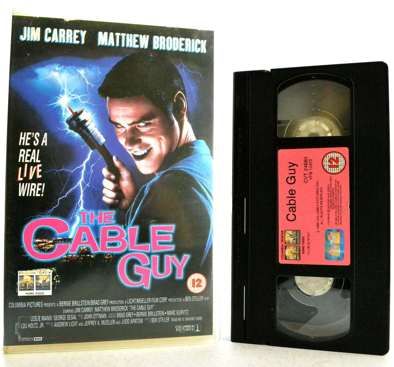 The Cable Guy: Film By B.Stiller - Black Comedy - Large Box - J.Carrey - Pal VHS-