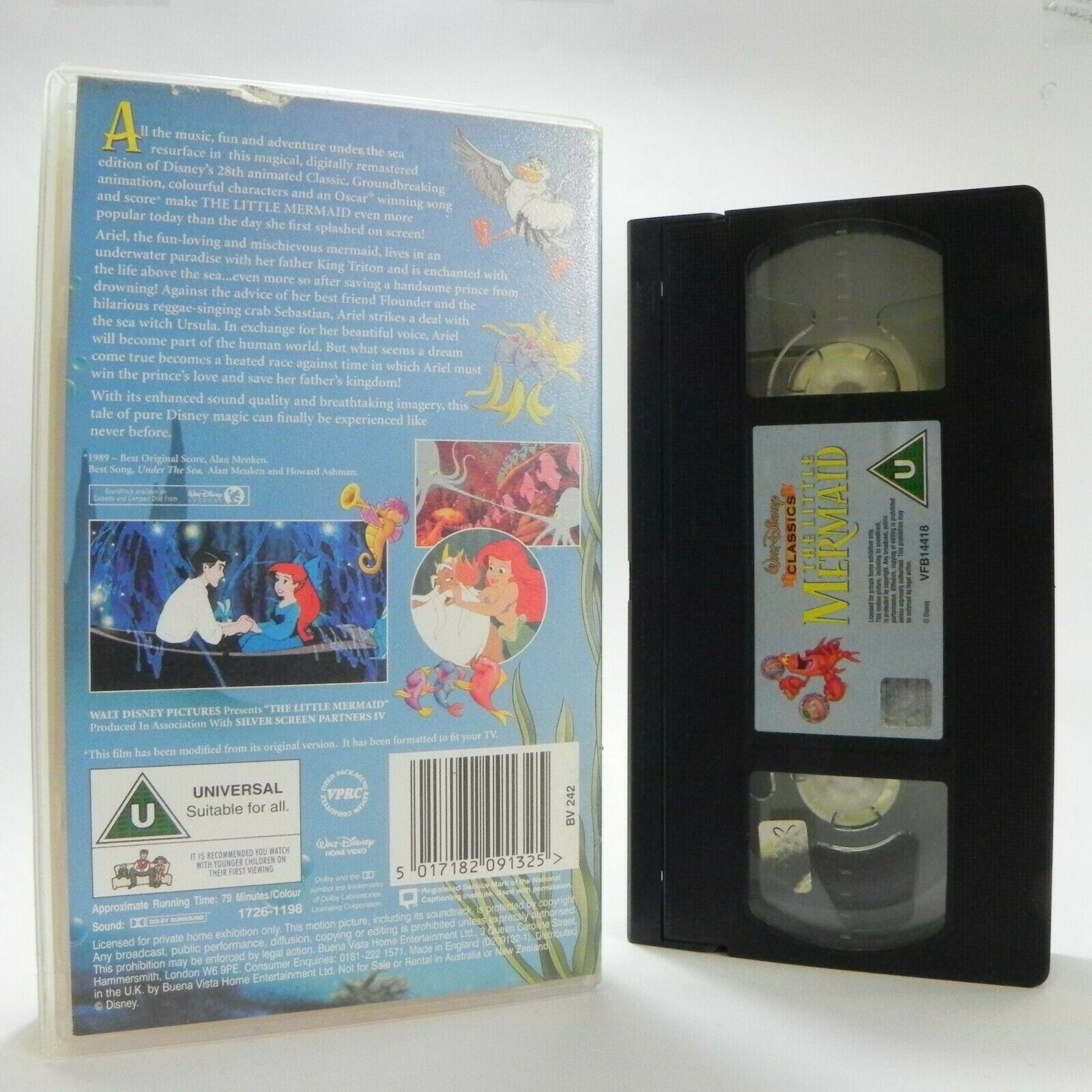 The Little Mermaid - Walt Disney Classics - Animated - Children's - Pal VHS-