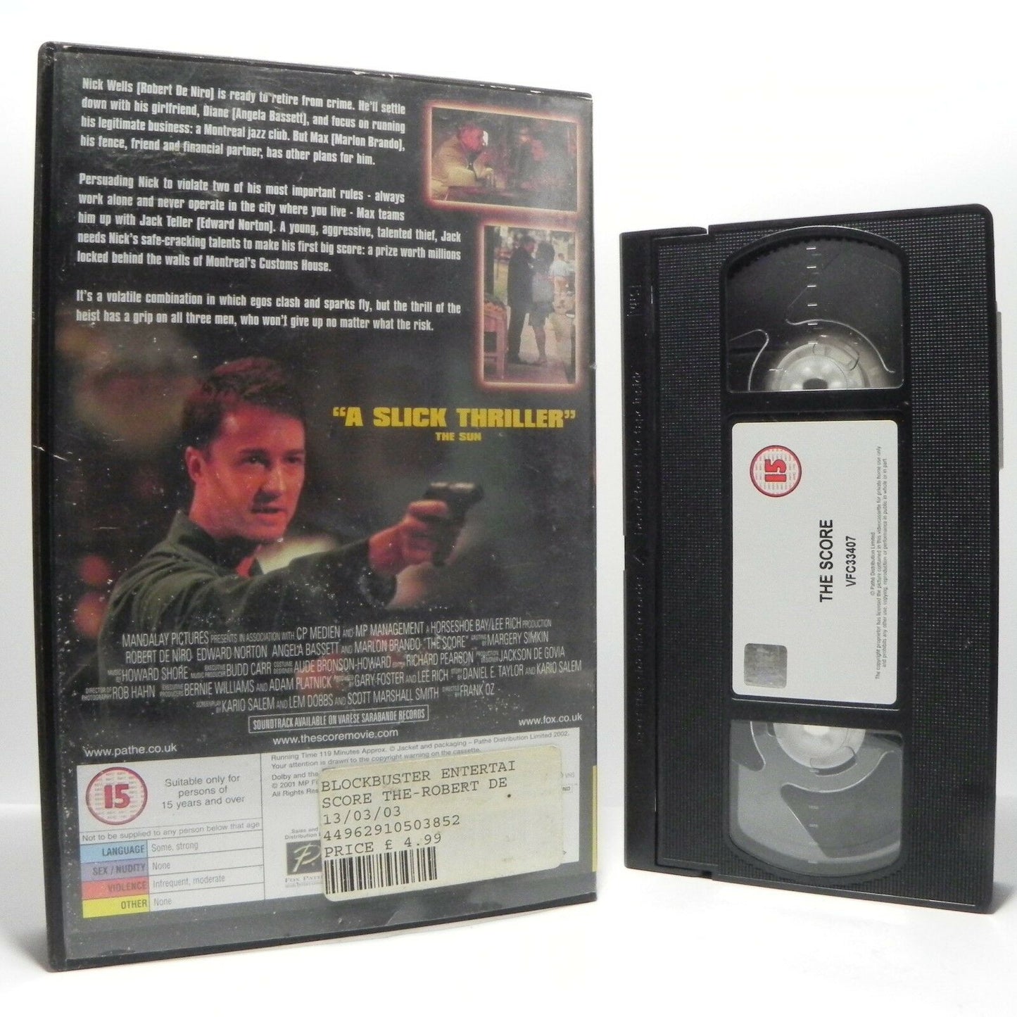The Score: (2001) Crime Drama - Large Box - R.De Niro/E.Norton/M.Brando - VHS-