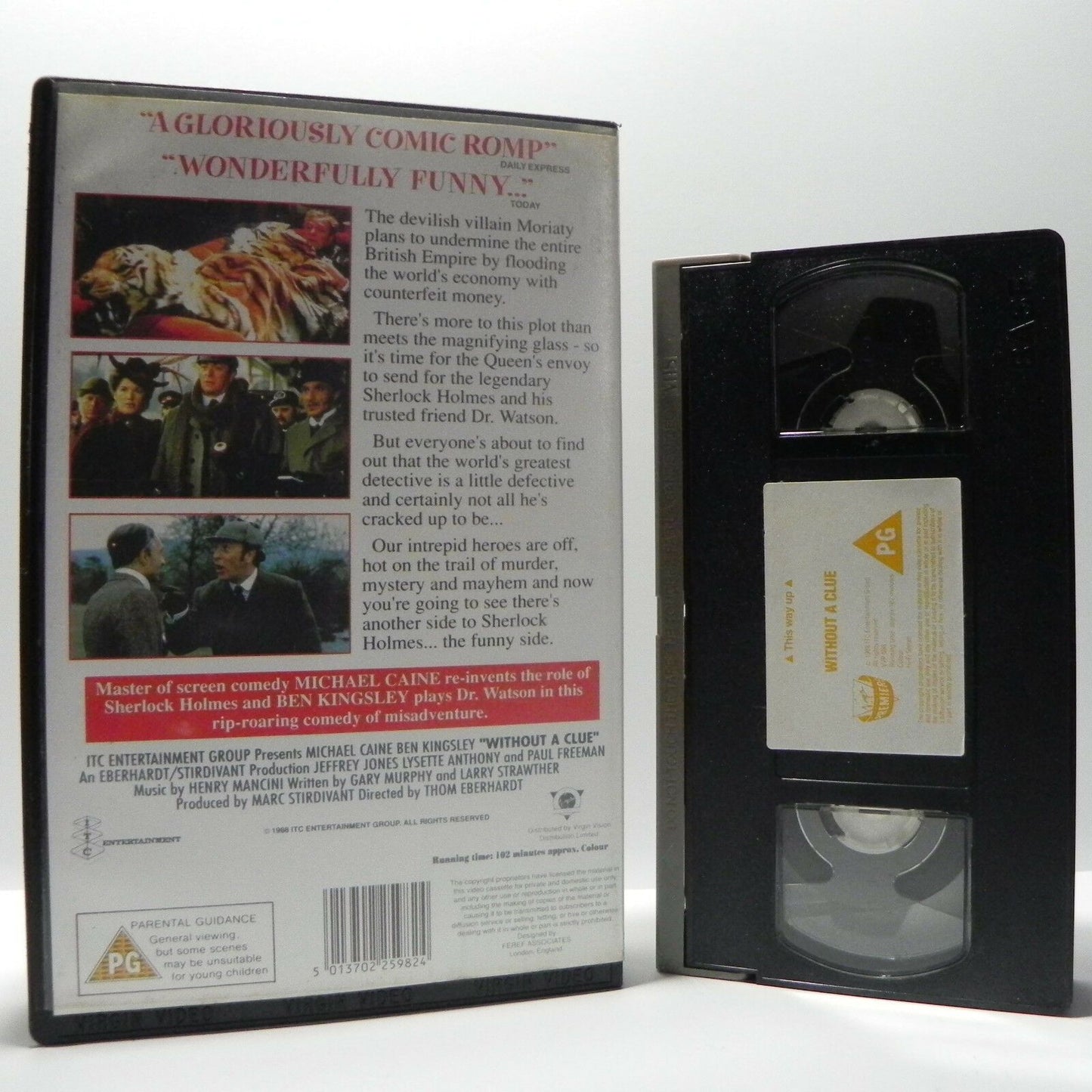 Without A Clue: (1988) Crime Comedy - Large Box - M.Caine/B.Kingsley - Pal VHS-