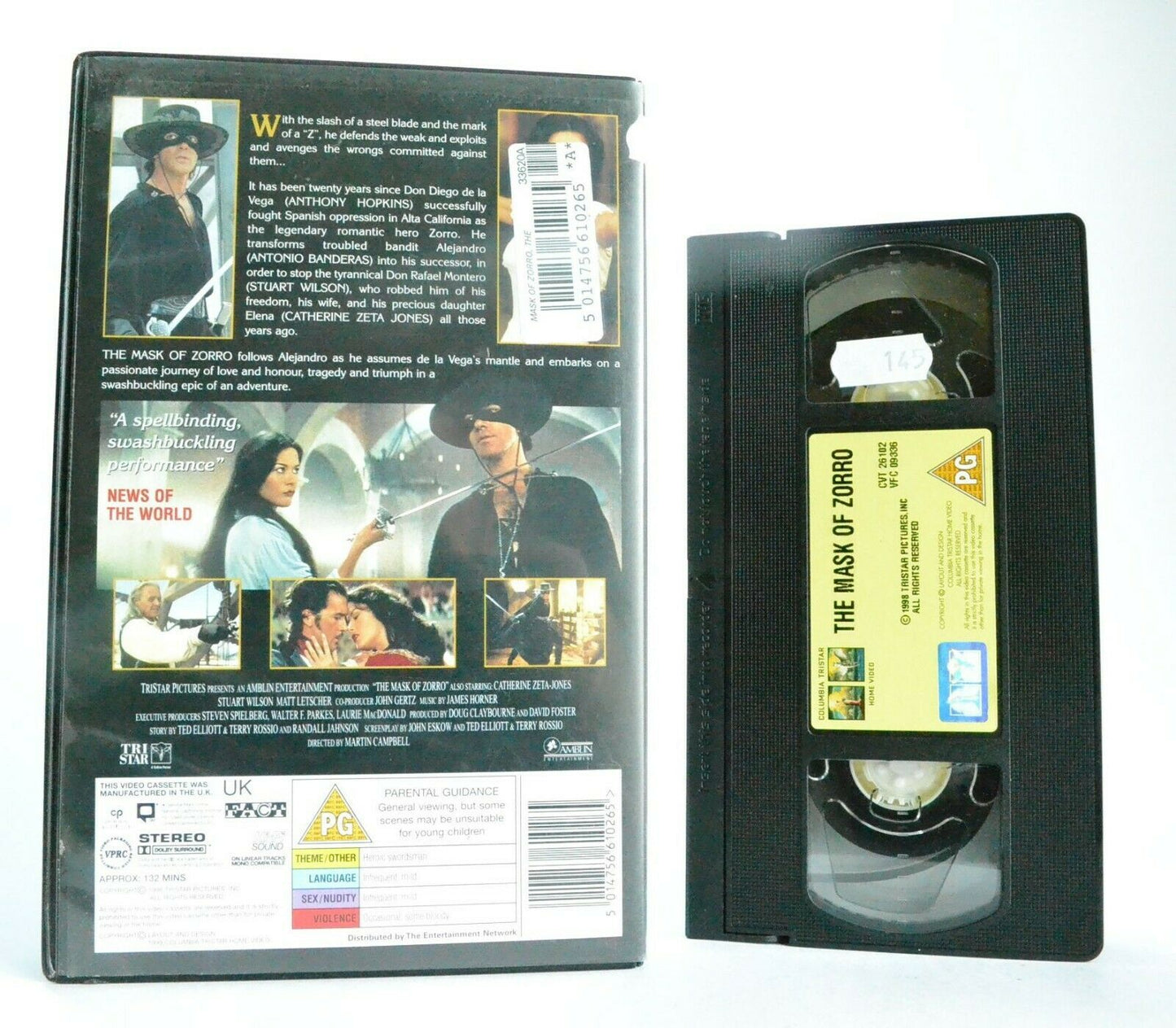 The Mask Of Zorro: Swashbuckler Film (1998) - Large Box - Antonio Banderas - VHS-