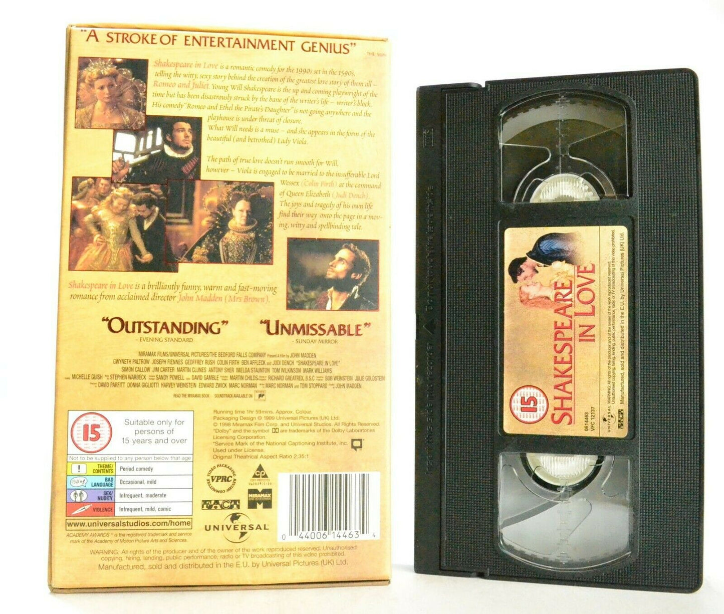 Shakespeare In Love: Romantic Drama (1998) - Widescreen - Gwyneth Paltrow - VHS-