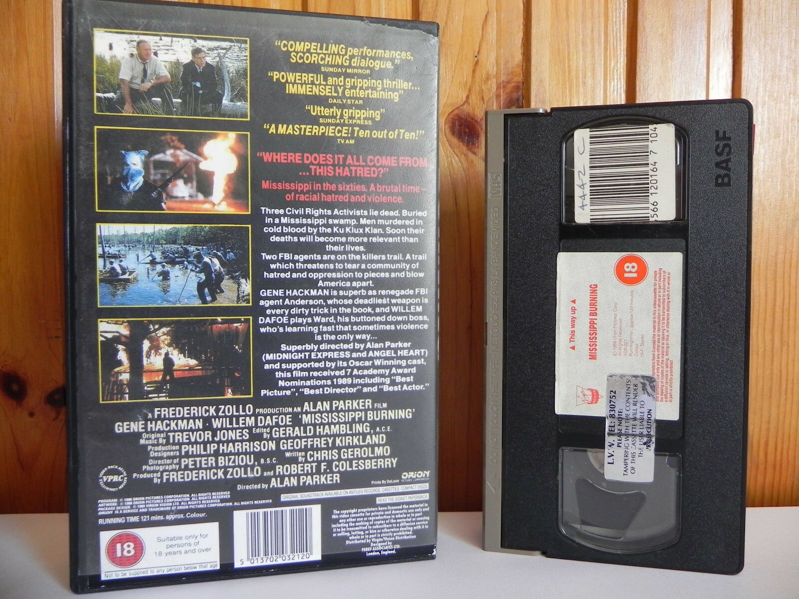 Mississippi Burning - Ex-Rental - Large Box - Orion - Drama - Gene Hackman - VHS-