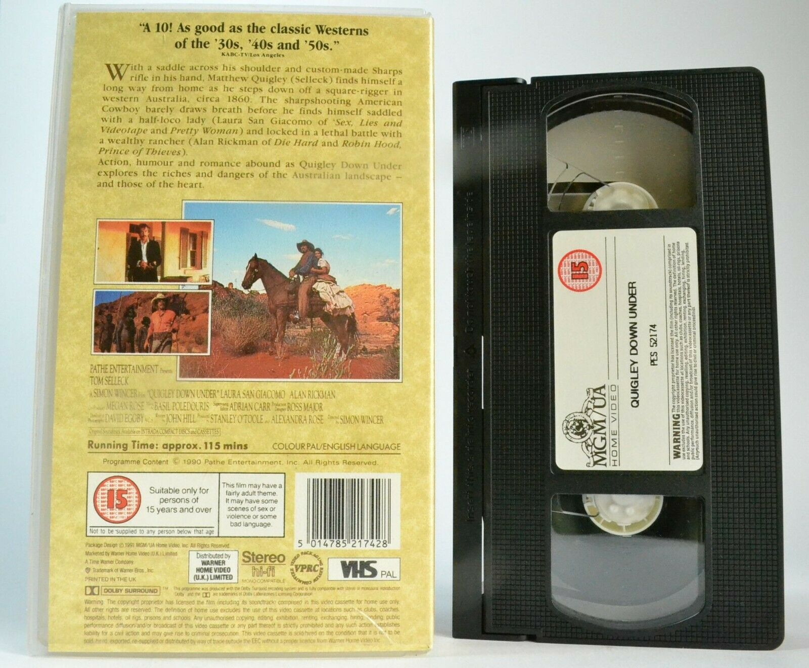 Quigley Down Under (1990) - Romantic Western - Tom Selleck / Alan Rickman - VHS-