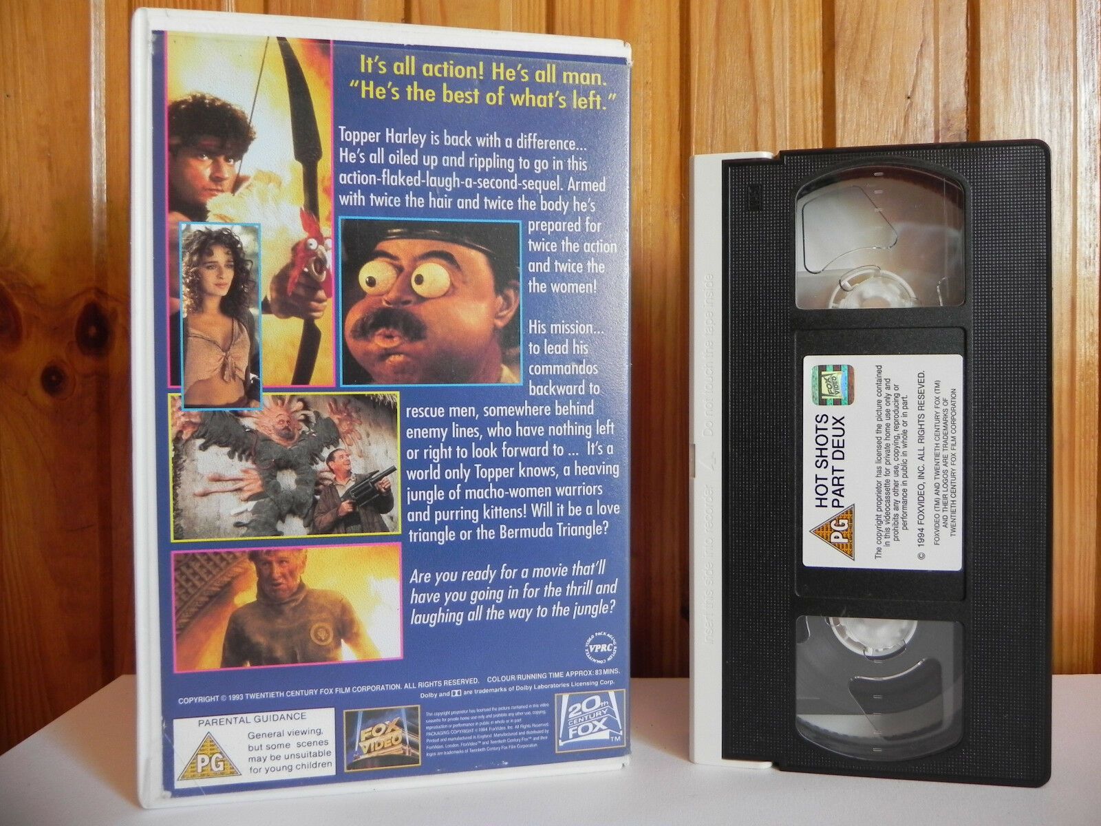 Hot Shots! Part Deux - Fox Video - Comedy - Charlie Sheen - Large Box - Pal VHS-
