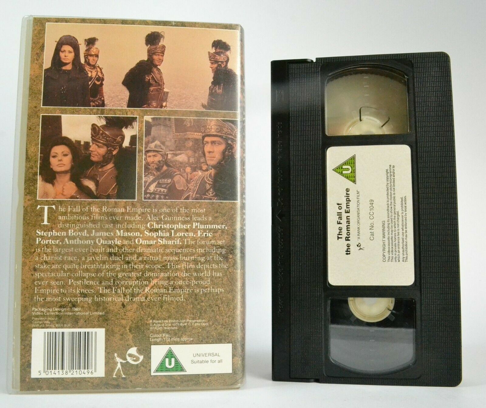 The Fall Of The Roman Empire: Historical Drama - Alecc Guiness/Omar Sharif - VHS-