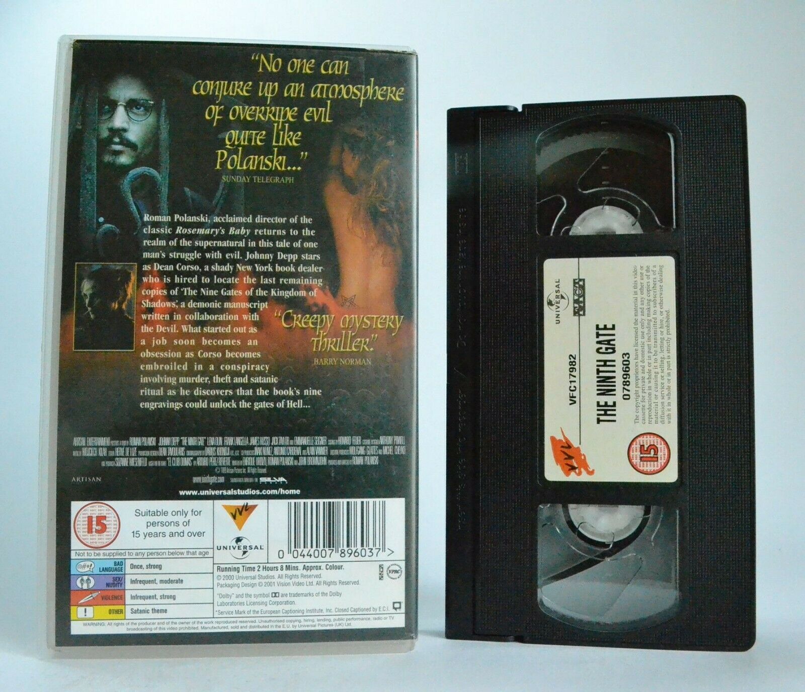 The Ninth Gate: R.Polanski Film (1997) - Thriller - Devil Book - J.Depp - VHS-