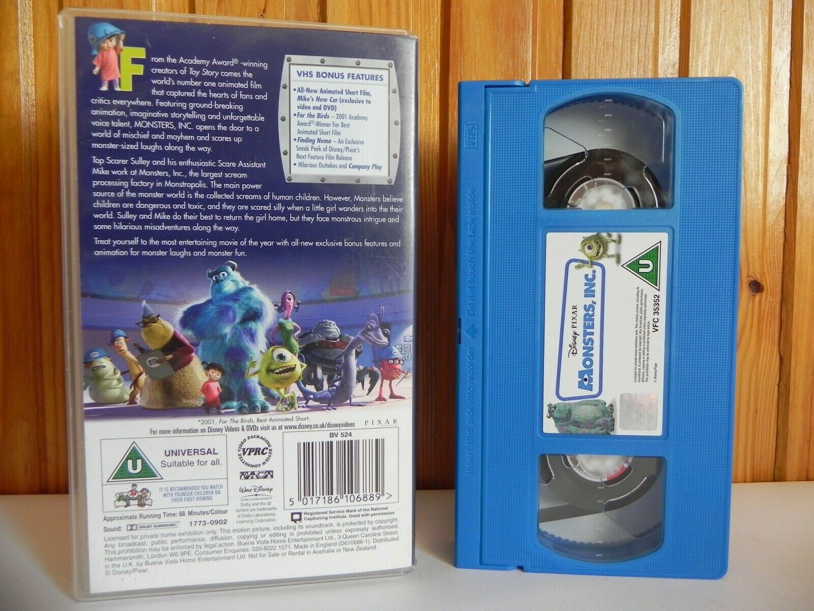 Monsters, INC. - Disney - Pixar - VHS Bonus Features - Animated - Kids - Pal VHS-