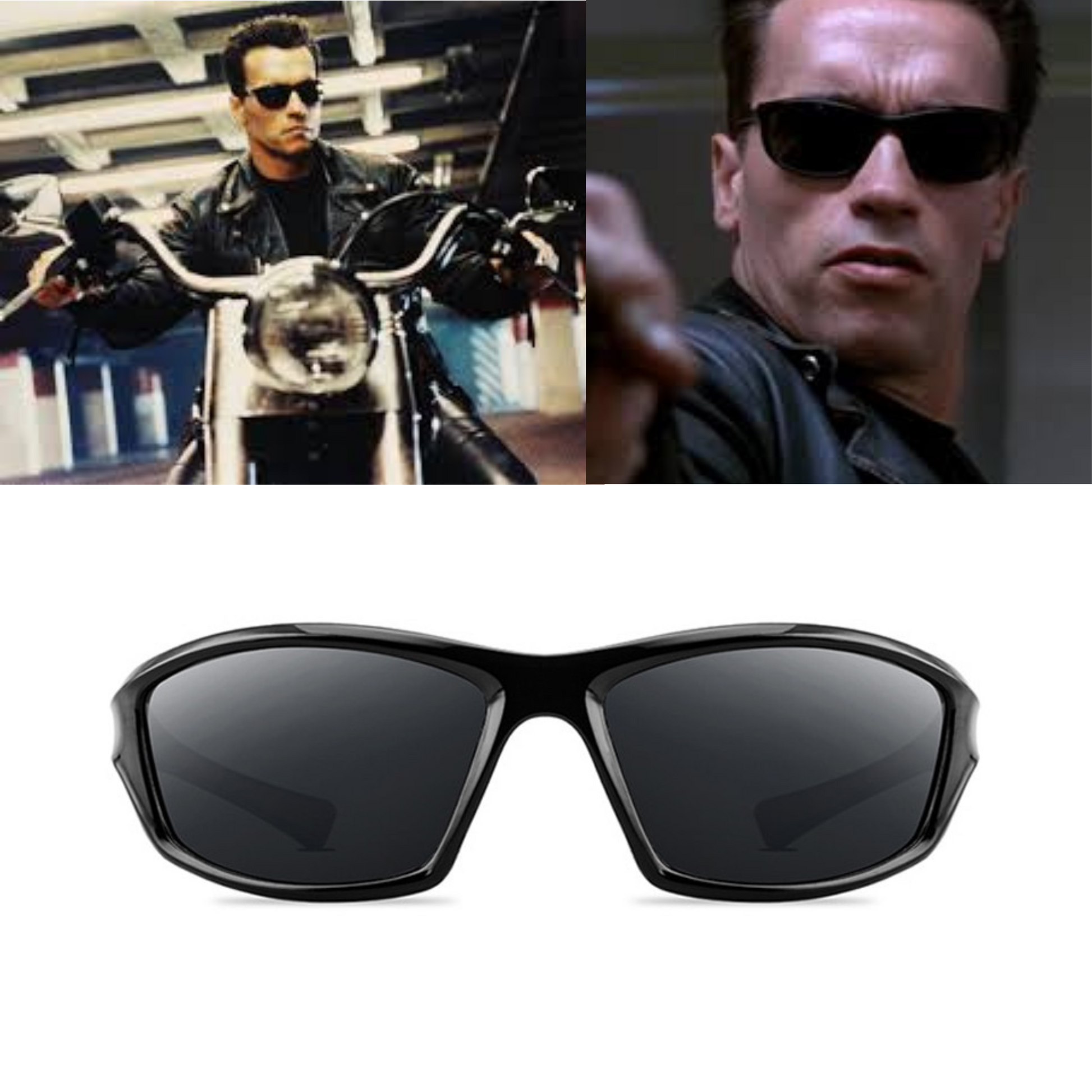 Terminator 2 - Arnie T800 Glasses - Polarized Sunglasses - Classic Design & Night Vision - 1990's Movie Replica - Protection UV 400-