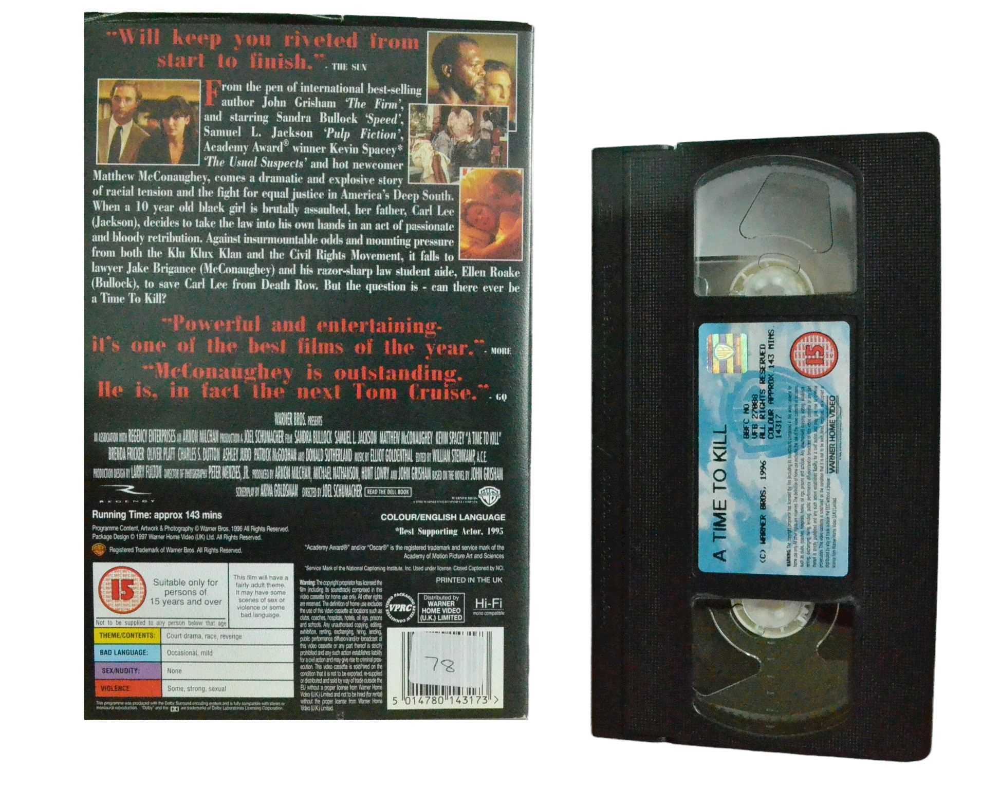 A Time To Kill - Sandra Bullock - Warner Home Video - Vintage - Pal VHS-