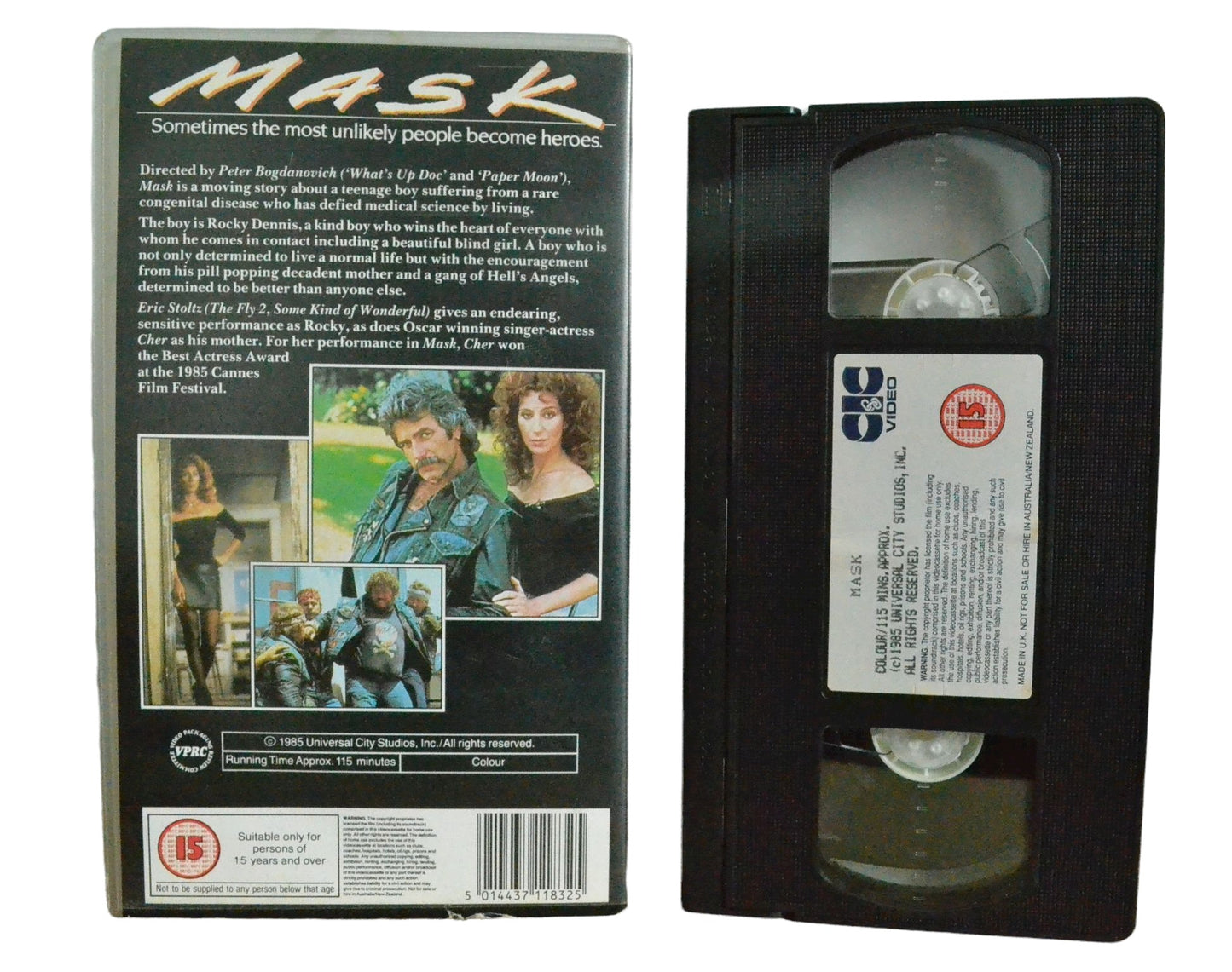 Mask (Sometimes the most unlikely people becomes heroes) - Cher - CIC Video - Vintage - Pal VHS-