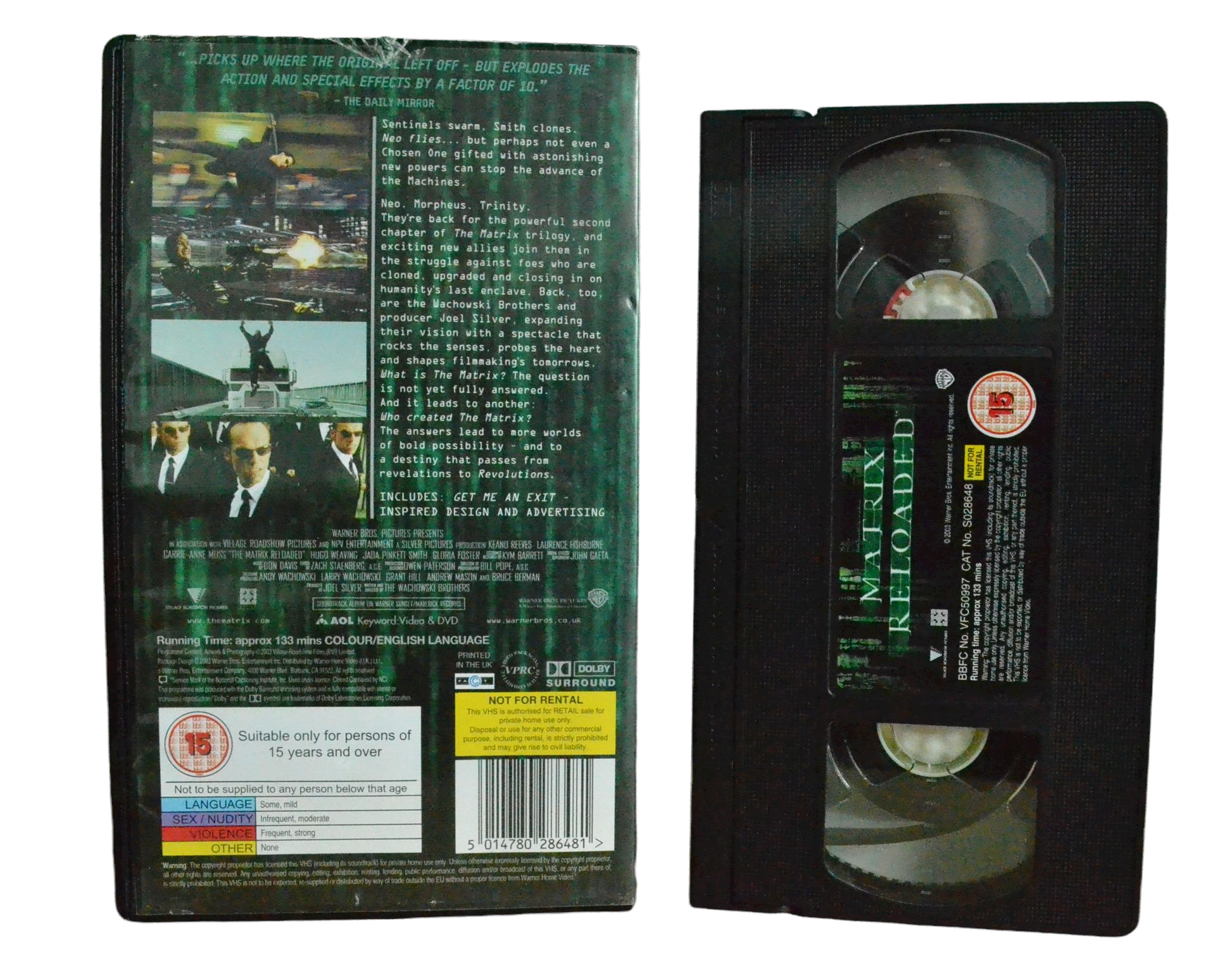 Matrix Reloaded - Keanu Reeves - Warner Home Video - Vintage - Pal VHS-