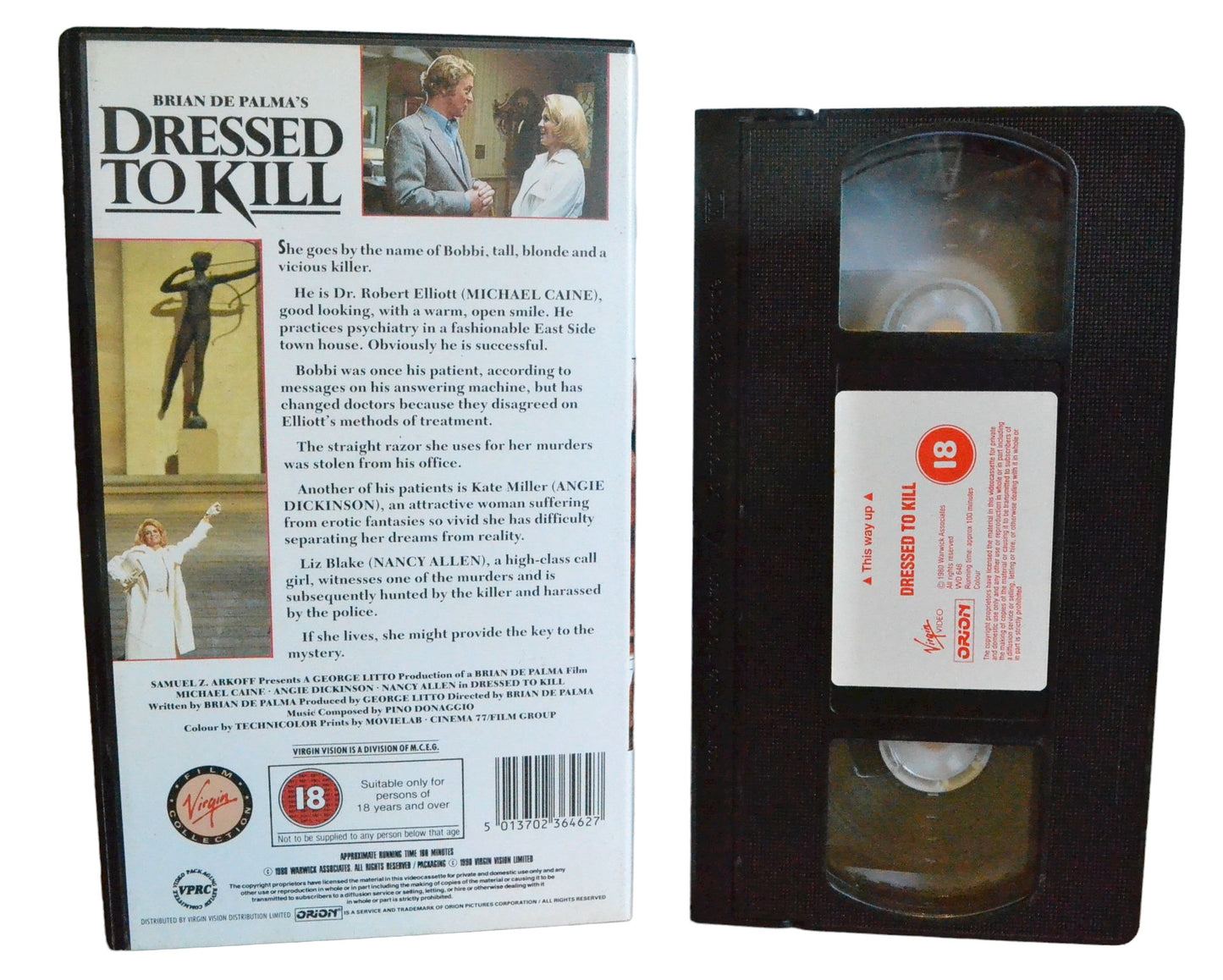 Dressed To Kill - Michael Caine - Virgin Video - Drama - Pal - VHS-