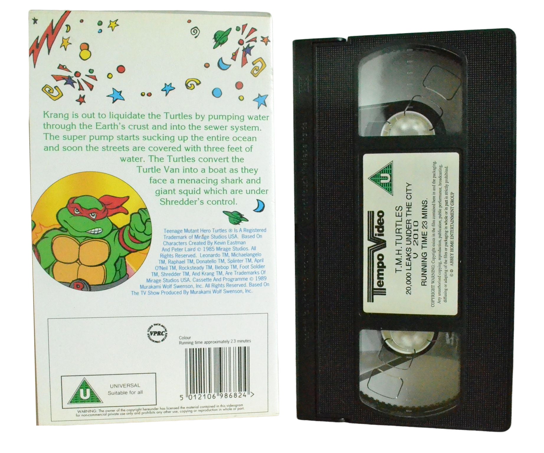 Teenage Mutant Hero Turtles 20,000 Leaks Under The City - Tempo Video - Children's - Pal VHS-