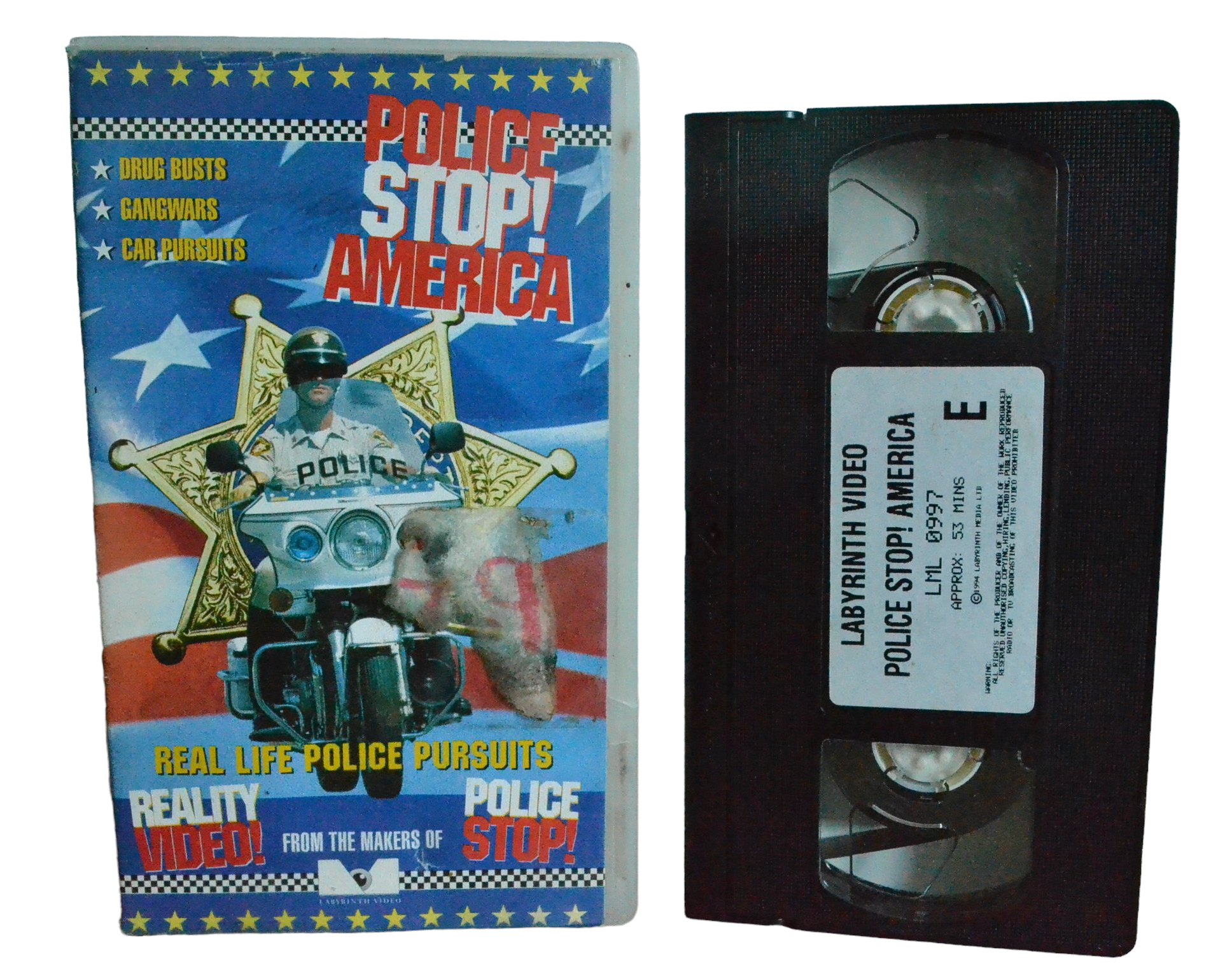 Police Stop! America - Graham Cole - Labyrinth Video - LML 0997 - Steam Trains - Pal - VHS-