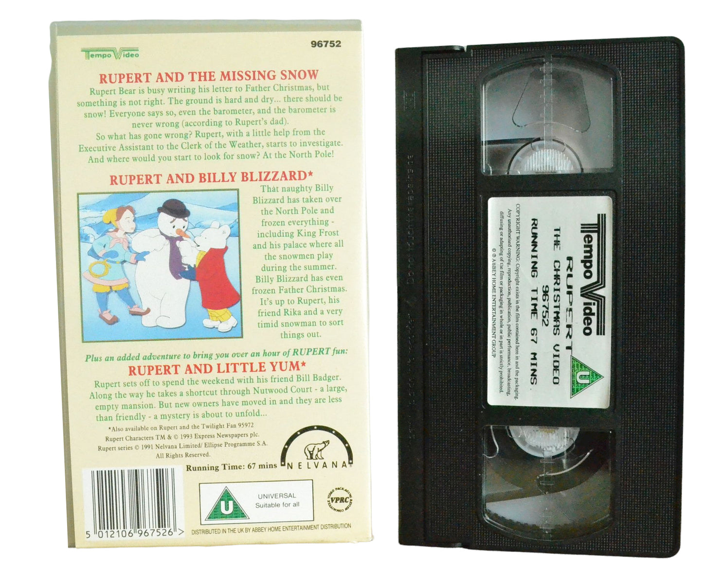 Rupert The Christmas Video - Tempo Video - Children's - Pal VHS-