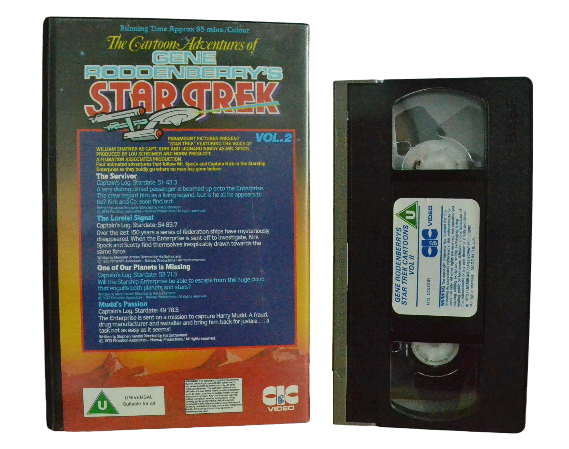 Gene Rodenberry's Star Trek Cartoons Vol II - William Shatner - CIC Video - Vintage - Pal VHS-