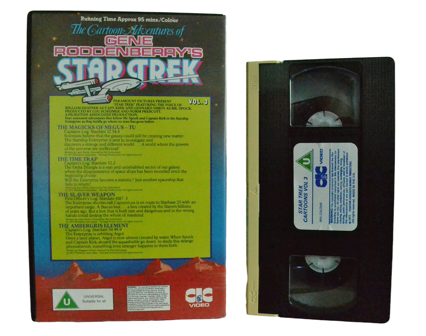 Gene Rodenberry's Star Trek Cartoons Vol III - William Shatner - paramount - Vintage - Pal VHS-