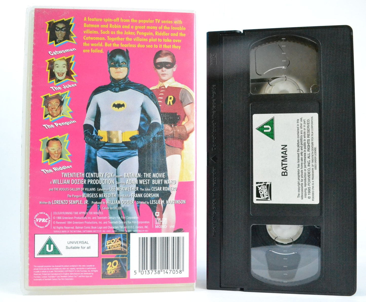 Batman: The Movie; Catwomen/The Joker/The Penguin/The Riddler (1966) VHS-