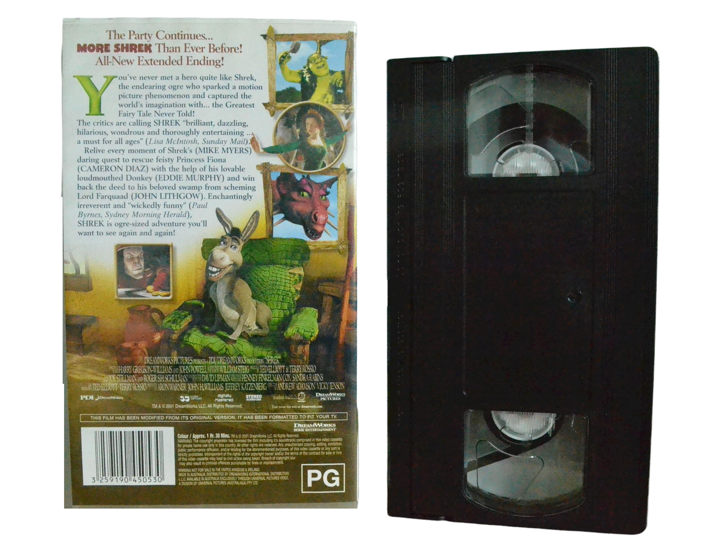 Shrek - Mike Myers - Dreamworks Home Entertainment - Vintage - Pal VHS - Golden Class Movies LTD