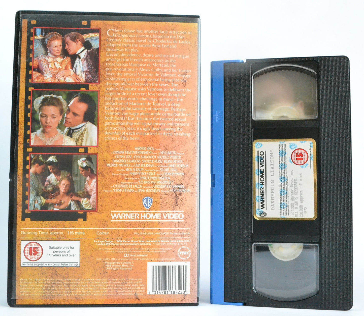 Dangerous Liaisons: Glenn Close - Malkovich - Pfeiffer - Drama - Large Box - VHS-