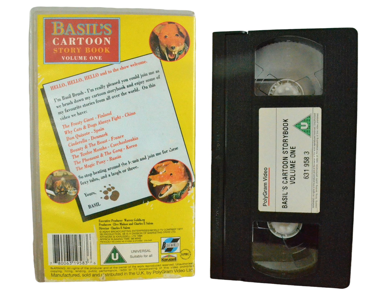 Basil's Cartoon Story Book Volume One - Basil Brush - Universal - Children - Pal VHS-