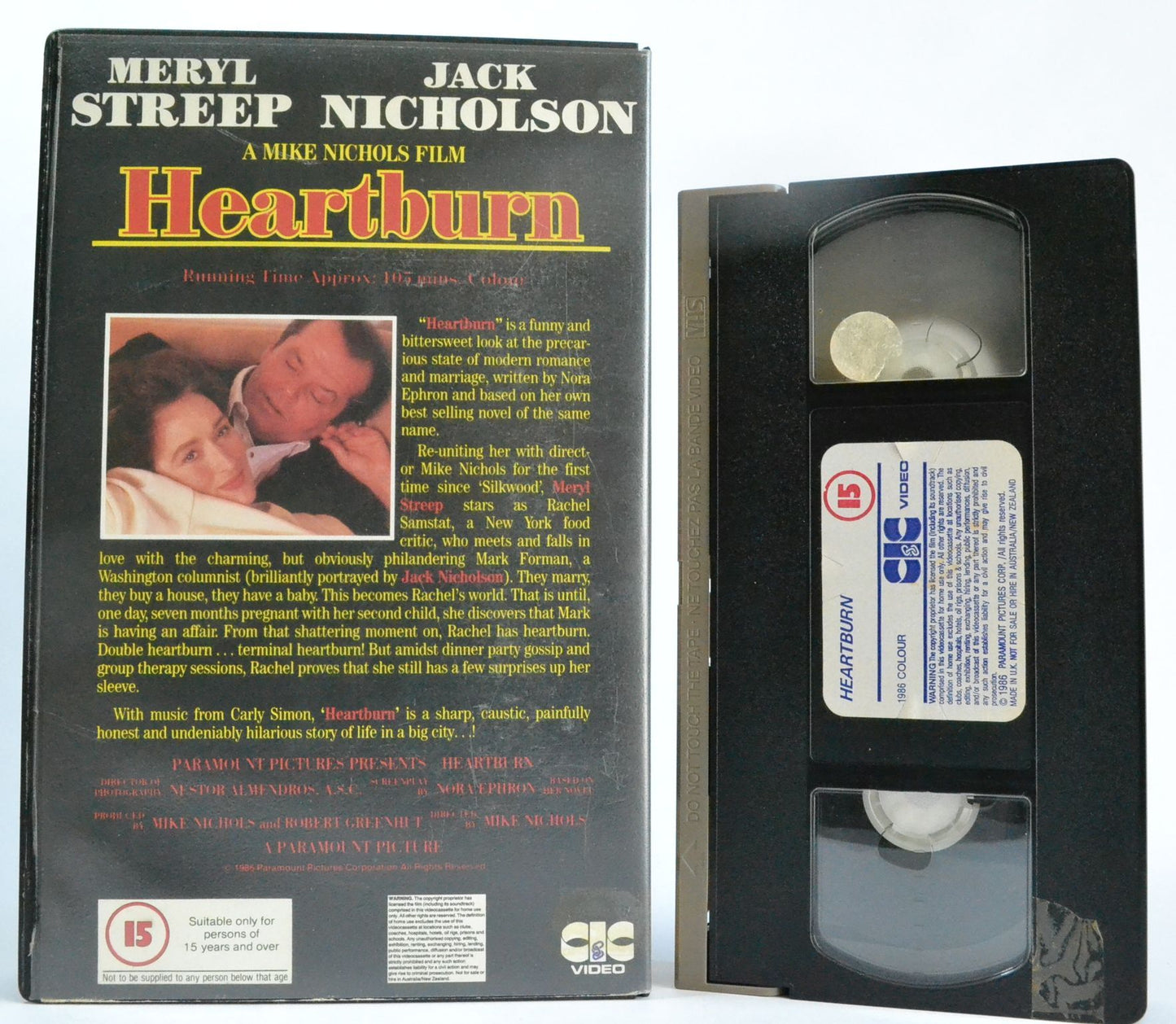 Heartburn (1986): Jack Nicholson & Meryl Streep - CIC - Romantic - Large Box - VHS-