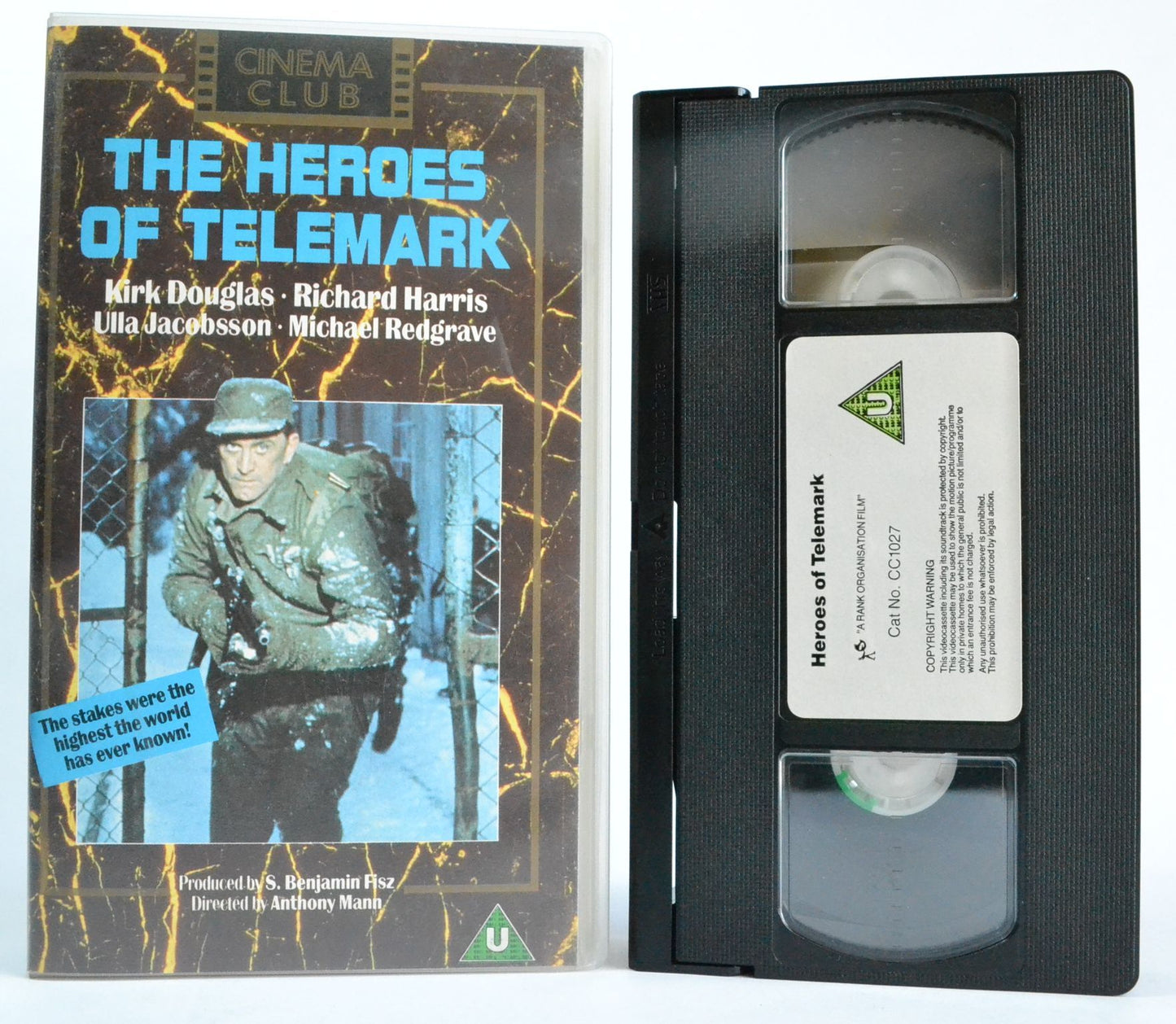 The Heroes Of Telemark: Kirk Douglas - Anthony Mann - Cinema Club (1989) VHS-