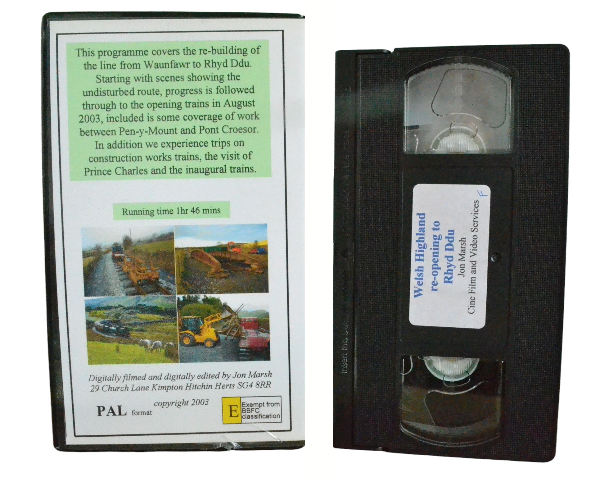 Welsh Highland Railway re-opening to Rhyd Ddu - Jon Marsh - Cine Film and Video Services - Vintage - Pal VHS-