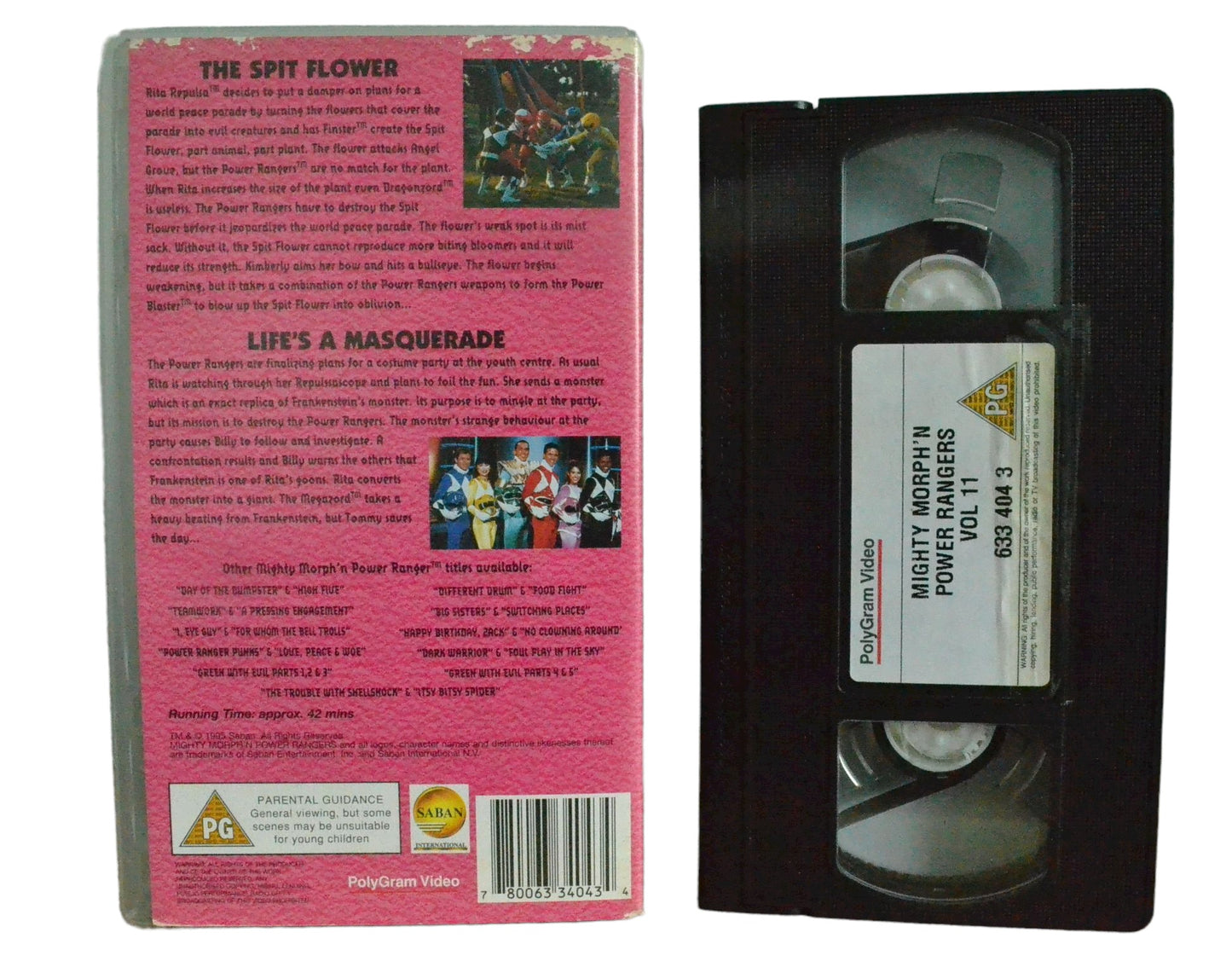 Mighty Morph 'N Power Rangers - The Spit Flower & Life's A Masquerade - Polygram Video - Childrens - Pal VHS-