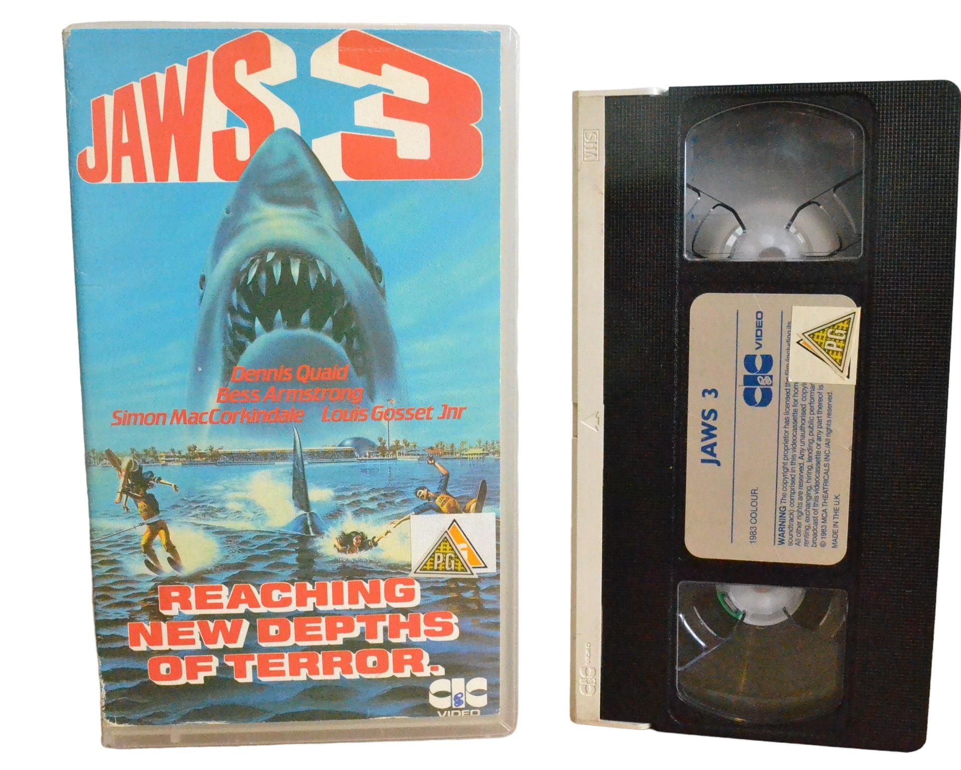 Jaws 3 (Reaching New Depths of Terror) - Dennis Quaid - CIC Video - VH-103 - Horror - Precert - Pal - VHS-