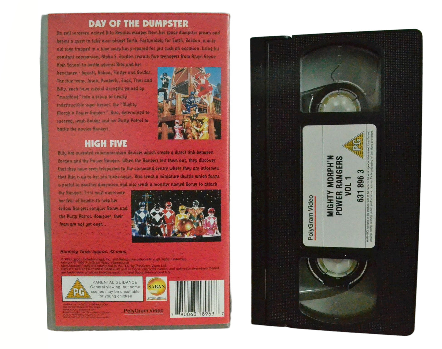 Mighty Morph 'N Power Rangers - Day of the Dumpster & High Five - Polygram Video - Childrens - Pal VHS-
