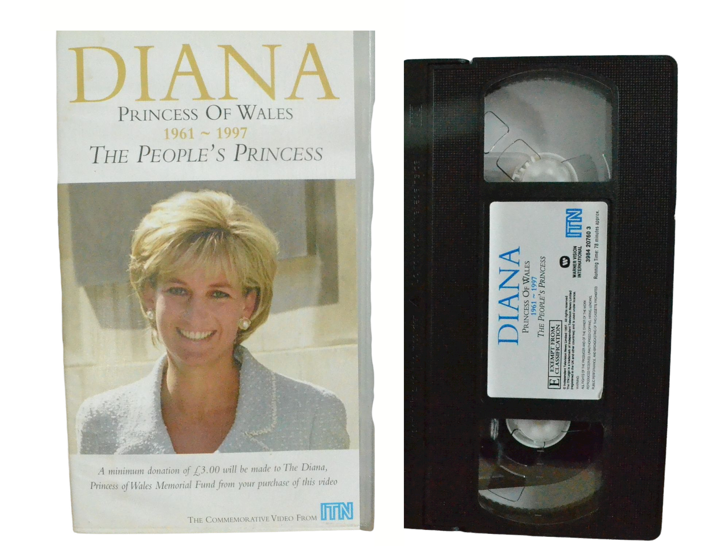 Diana Princess Of Wales 1961-1997 - The People's Princess - Genevieve O'Reilly - Warner Vision International - Vintage - Pal VHS-