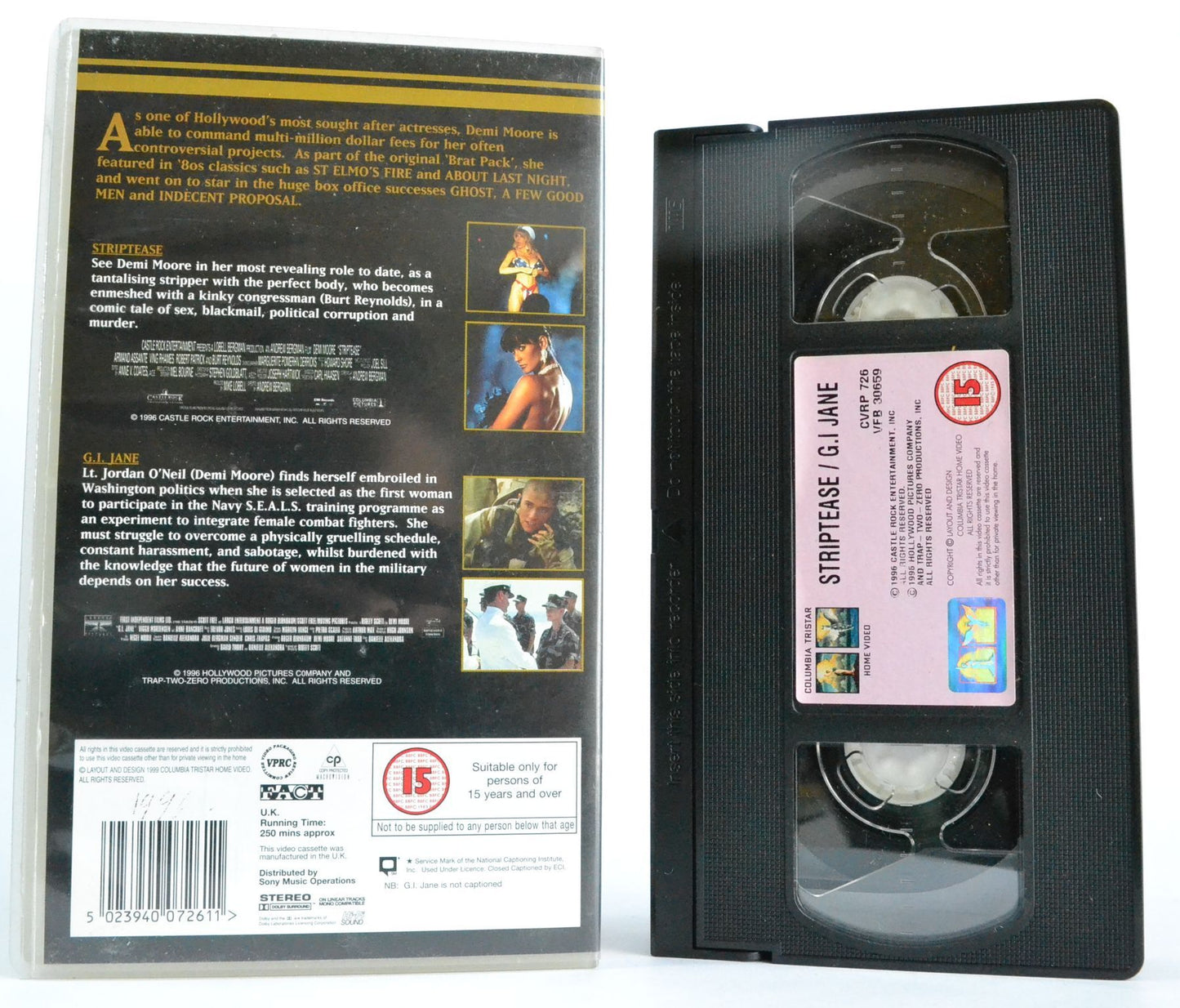 Striptease / G.I.Jane - Hollywood - Demi Moore - Double Action Thriller - Pal VHS-