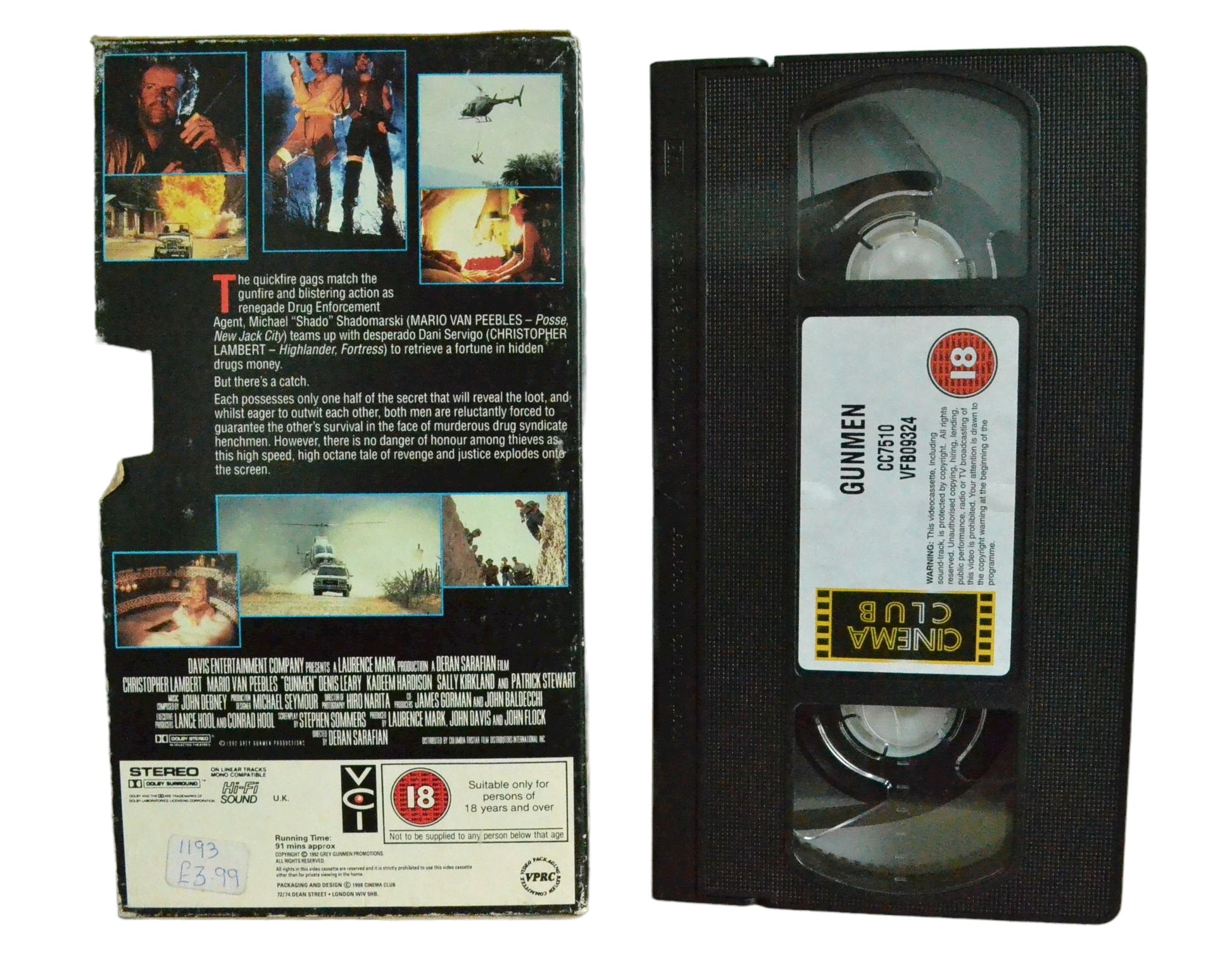 Gunmen - Christopher Lambert - Cinema Club - Carton Box - Pal VHS-