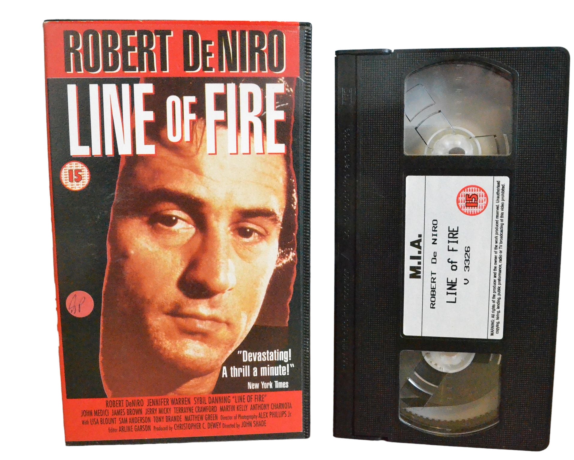 Robert De Niro Line Of Fire - Robert De Niro - M.I.A. Video - V3326 - Action - Pal - VHS-