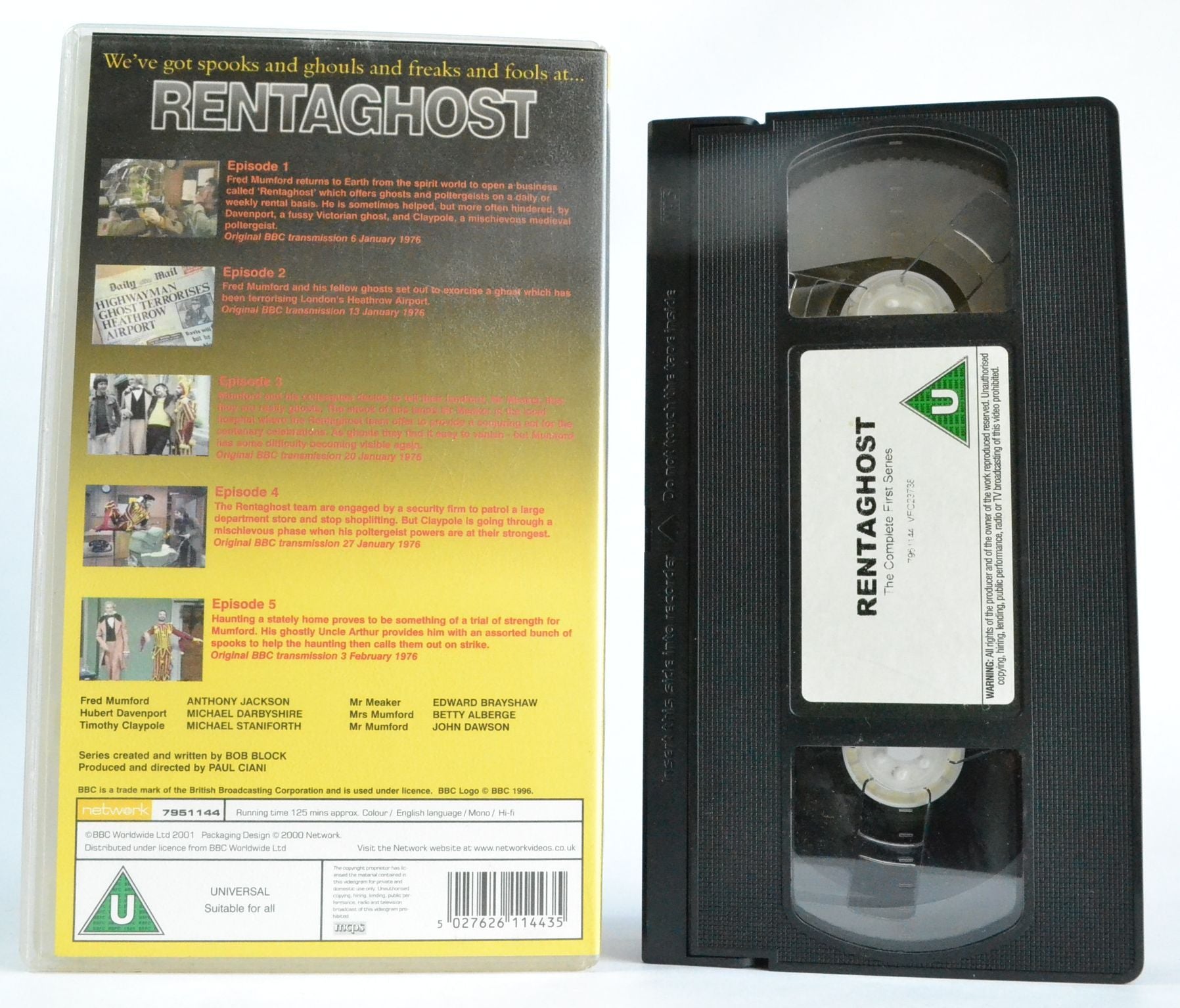 Rentaghost (Series 1): 5 Episodes BBC T.V. (1972) Bob Block [Complete 1st Series] VHS-