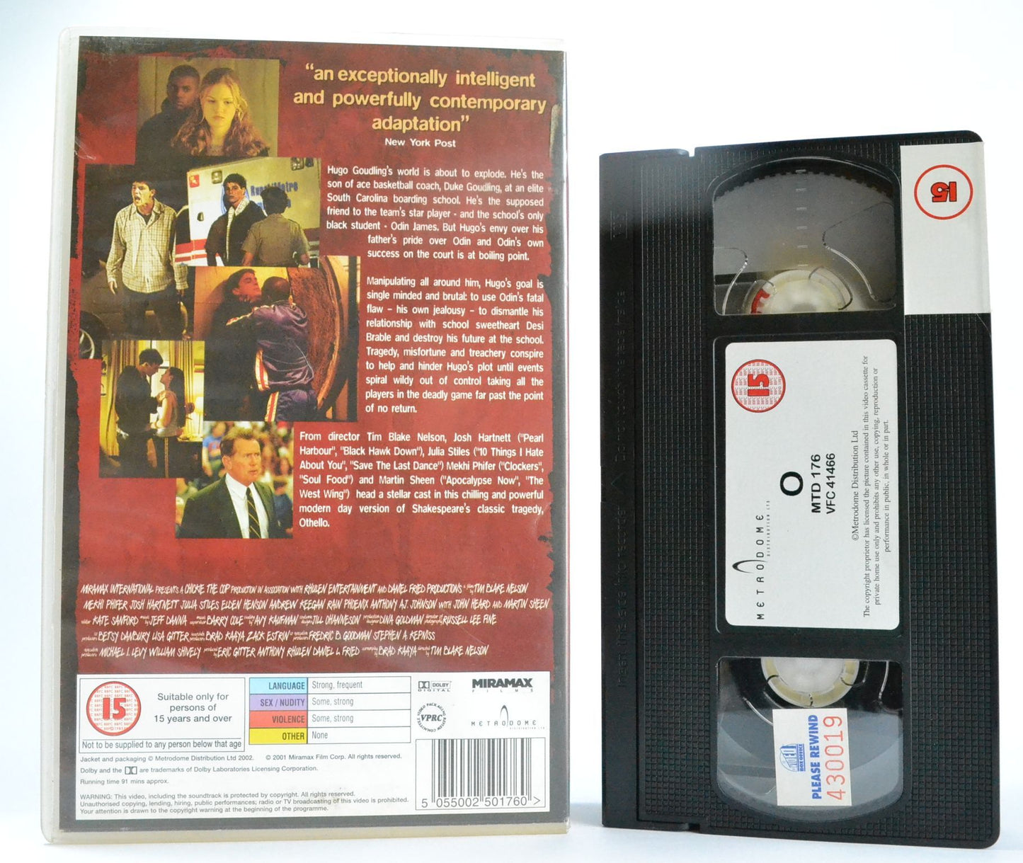 “O” - Josh Hartnett - Jealousy Deadline - Thriller - Large Box - Ex-Rental - VHS-