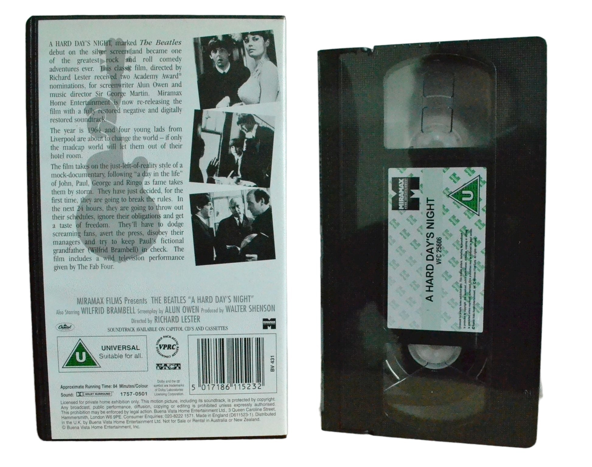 The Beatles - A Hard Day's Night - Wilfrid Brambell - Miramax Home Entertainment - Brand New Sealed - Pal VHS-