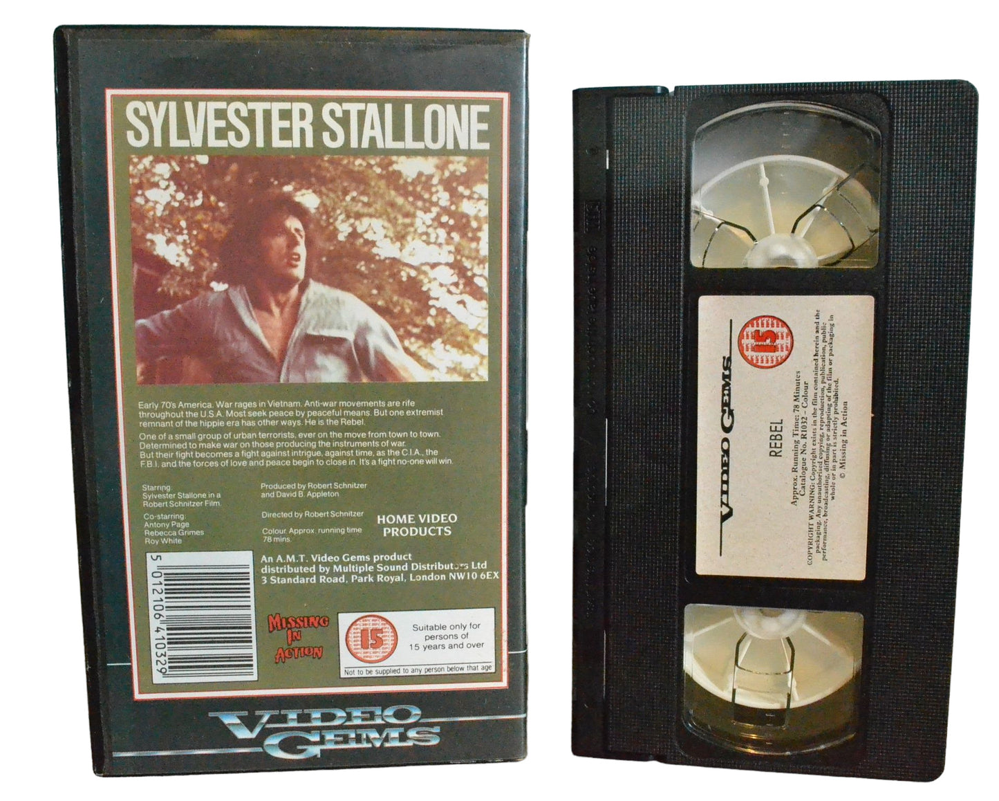 Stallone is the : Rebel - Sylvester Stallone - Video Gems - R1032 - Drama - Pal - VHS-
