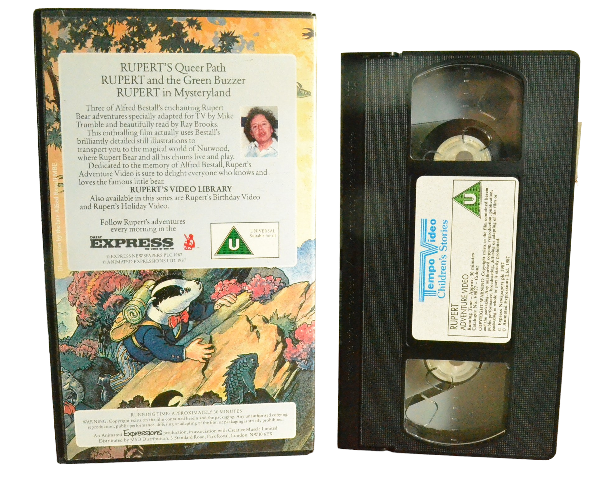 Rupert Adventure Video - Judy Bennett - Tempo Video - VHS 9027 - Childrens - Pal - VHS-
