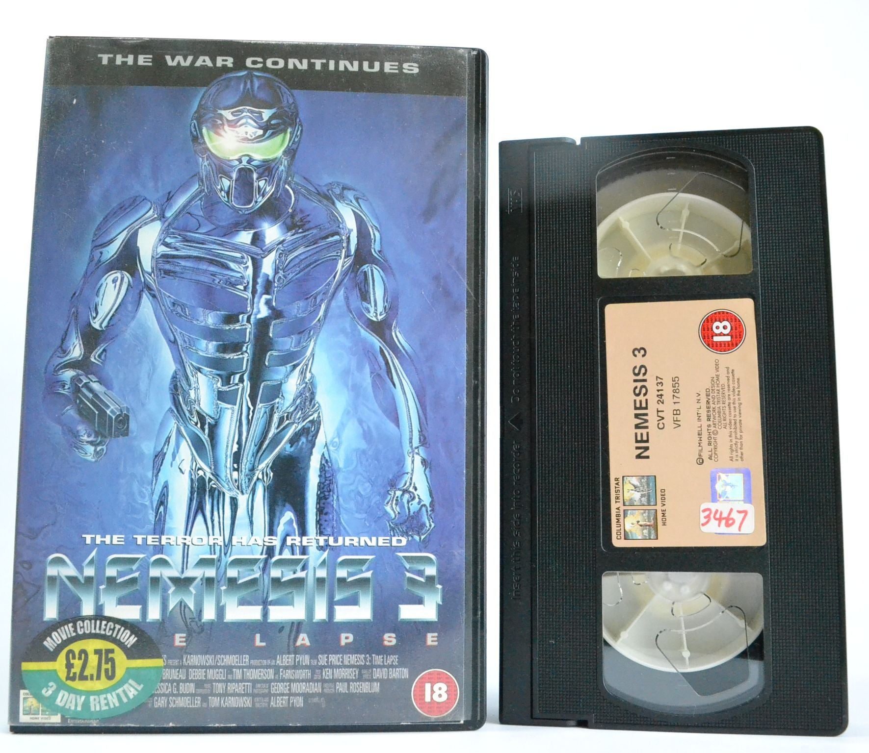 Nemesis 3: Time Lapse / Prey Harder [Mutant Warrior/Hungry Cyborgs] Large - OOP VHS-