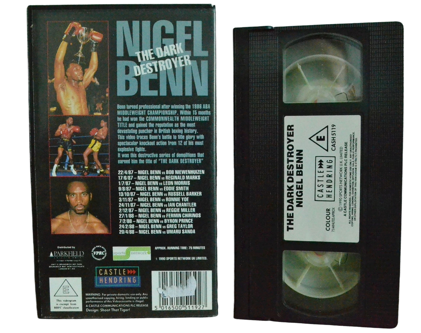 The Dark Destroyer Nigel Benn - Nigel Benn - Castle Hendring - Boxing - Pal VHS-