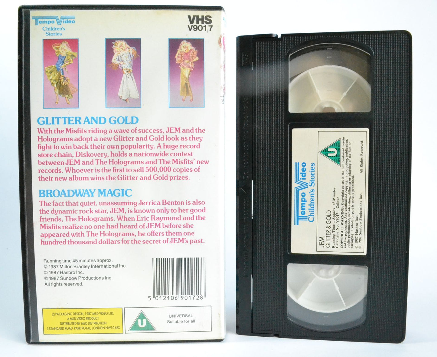 Jem: Glitter N’ Gold: Tempo Children Stories (1987) Hasbro Fashion Singer - VHS-